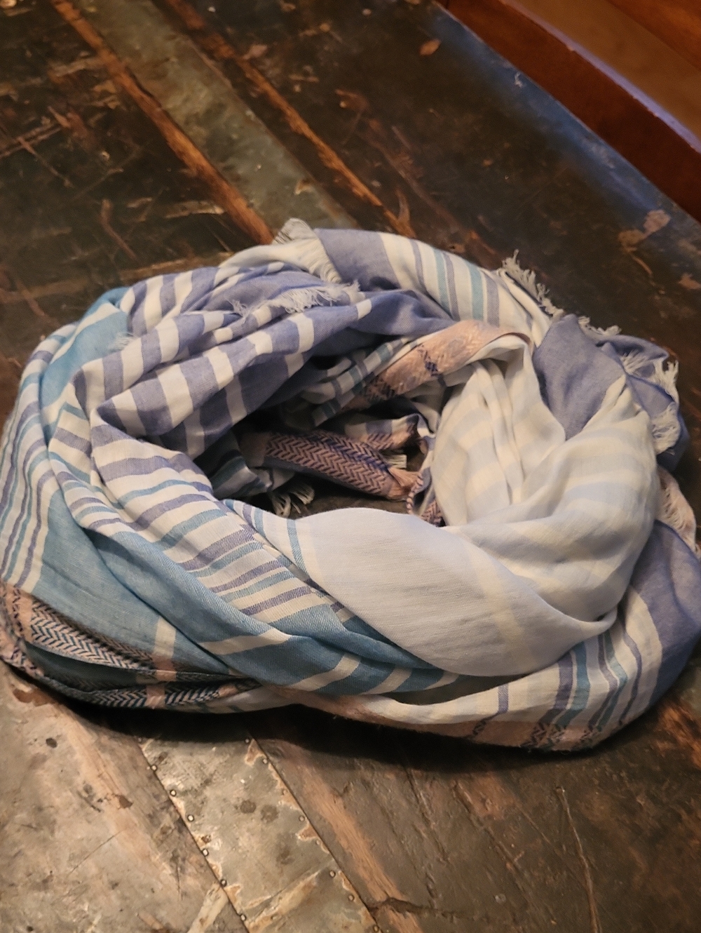 Light Blue Striped Scarf & Wrap - Breathable Summer Accessory